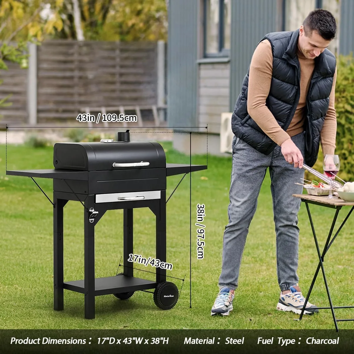 شواية فحم MASTER COOK بمساحة طهي واسعة — صورة 2
